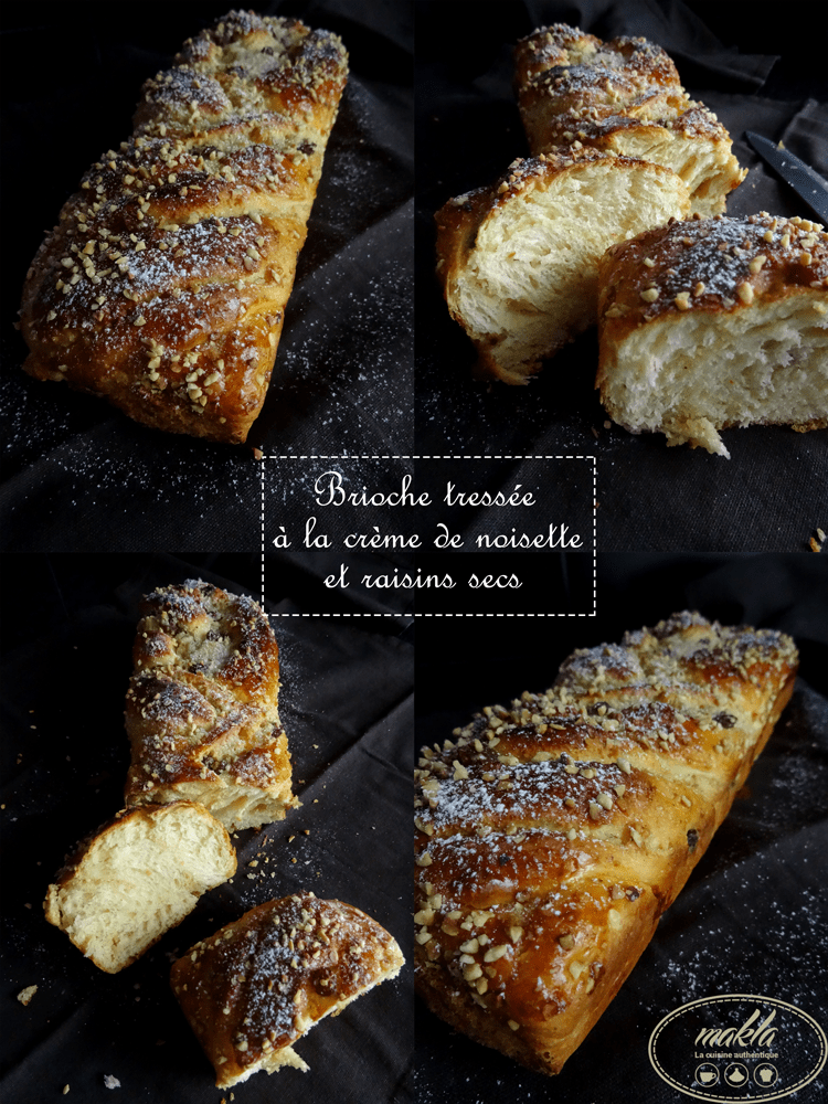 Lire la suite à propos de l’article Brioche tressée à la crème de noisette et aux raisins secs