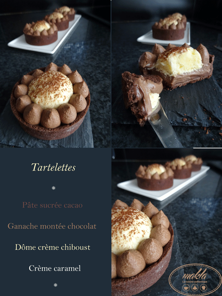 Lire la suite à propos de l’article Tartelettes | Ganache chocolat – Crème chiboust – Fond caramel