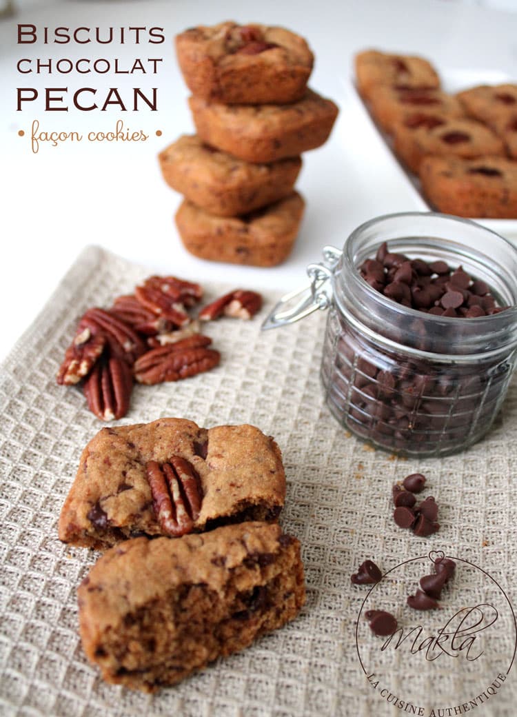 Lire la suite à propos de l’article Biscuits au chocolat et aux noix de pécan | Façon cookies