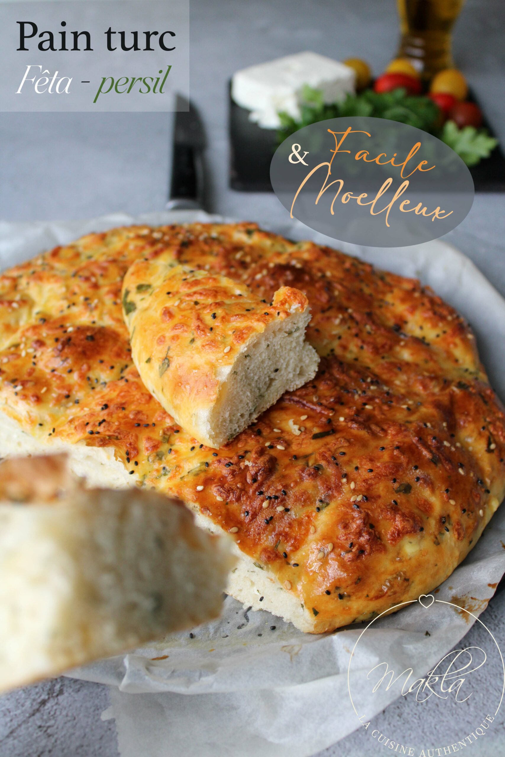 Lire la suite à propos de l’article Pain turc à la fêta et au persil | Facile et moelleux